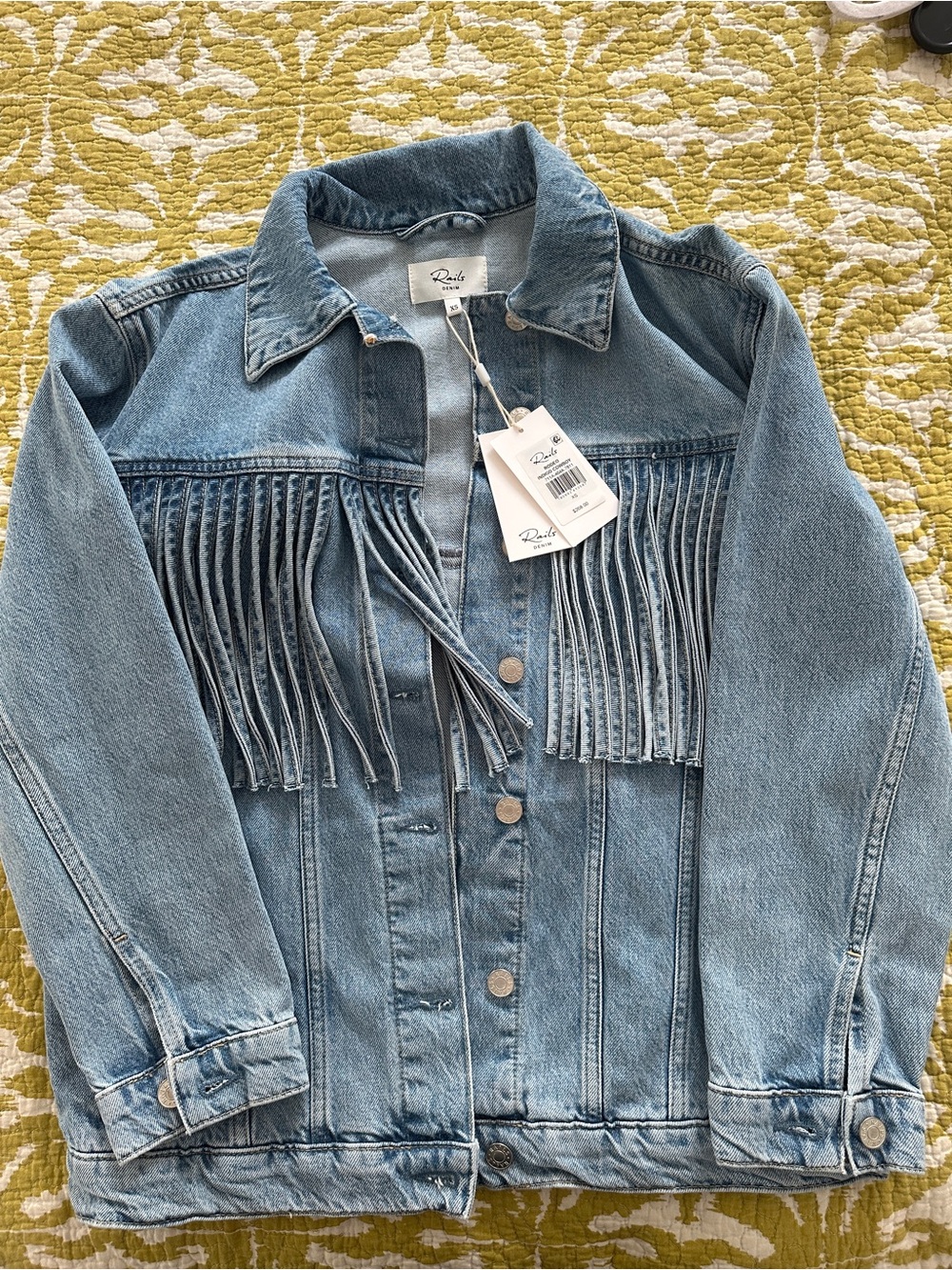Rails Womens Light Blue Denim Fringe Jacket NWT